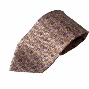 Ermenegildo Zegna Tie Pink Purple Gold Geometric 100% Silk Necktie 57.5"…